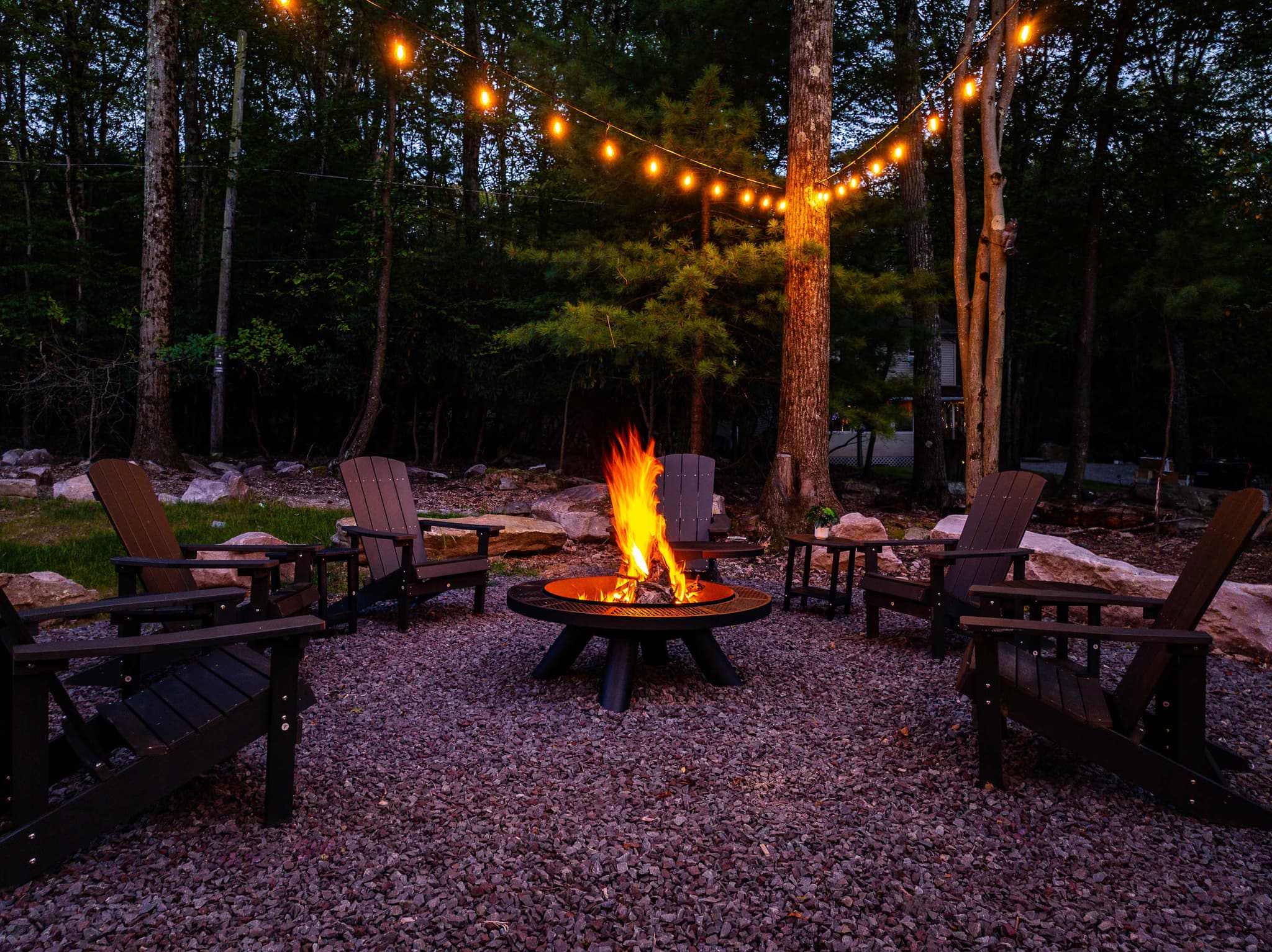 Outdoor gathering space at a Poconos vacation rental